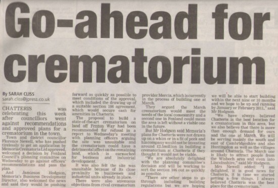 CHATTERIS CREMATORIUM - Fenland Citizen (Click to download PDF Article (1MB)...